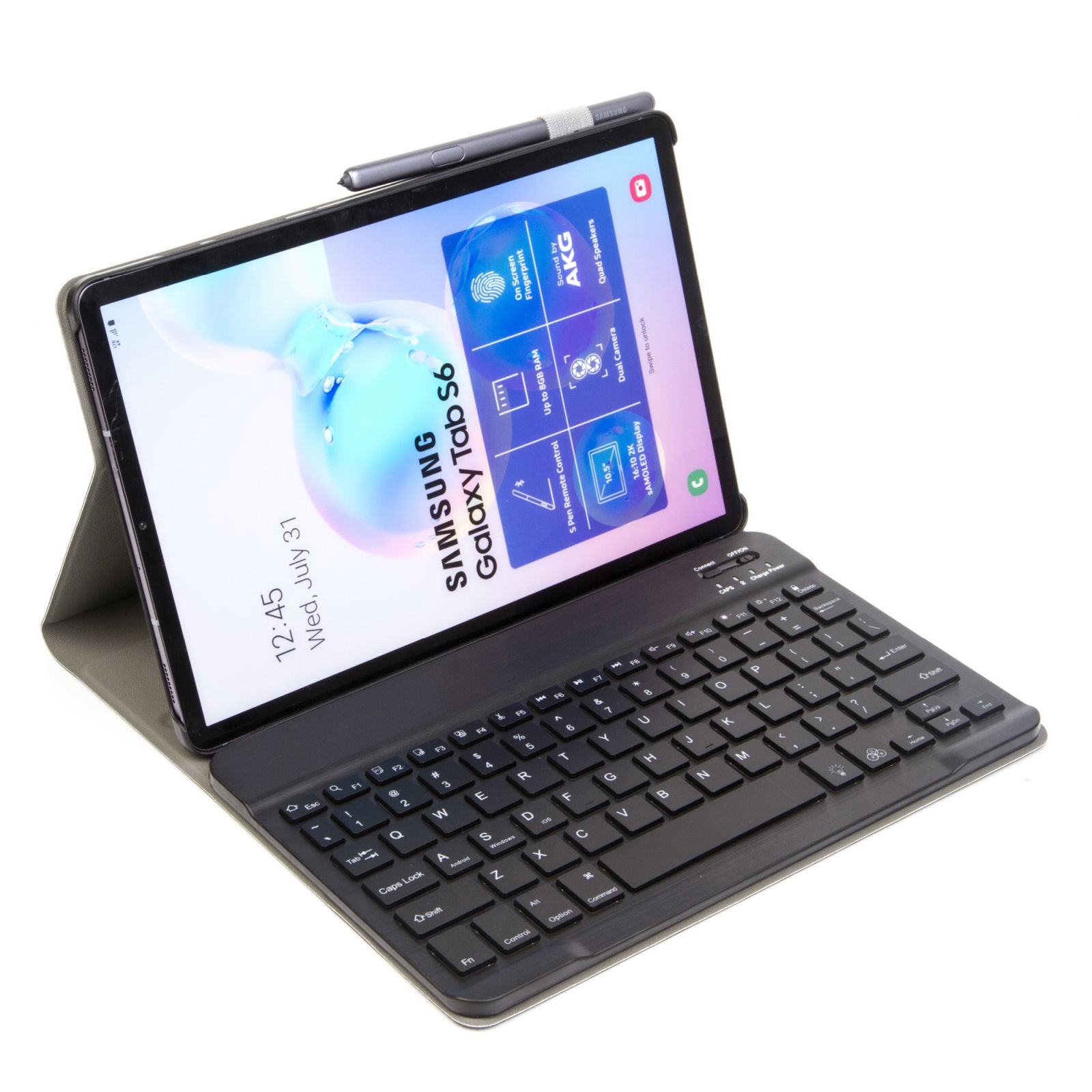 LOBWERK 2in1 Blau Zoll S6 Set + Tab Tastatur Schutzhülle SM-T865 (Bluetooth Kunststoff, 10.5 Cover) für Galaxy SM-T860 Bookcover Tab Samsung S