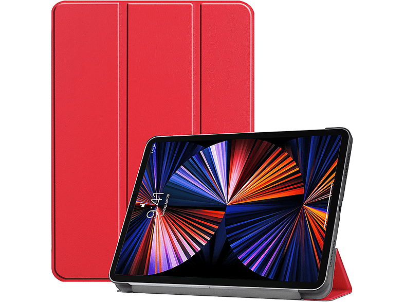 LOBWERK Schutzhülle iPad Bookcover für 12.9 Hülle Apple 2021 5. Rot Kunstleder, Pro Zoll 12.9 Generation