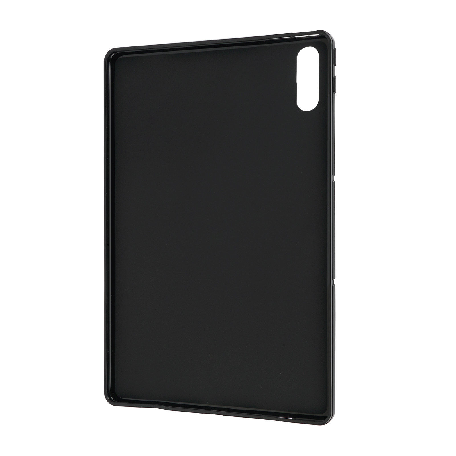 Schwarze Tablethülle, Rückansicht, schlichtes Design.