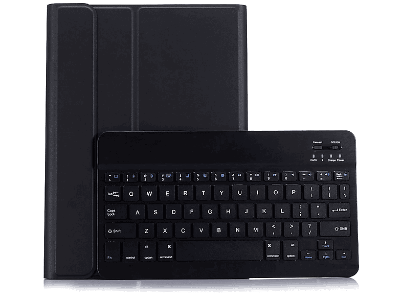 Kunststoff, LOBWERK Tab Tastatur (Bluetooth Samsung Schwarz + Schutzhülle Set für Bookcover 2in1 Cover) SM-T870/T875/X700 S7