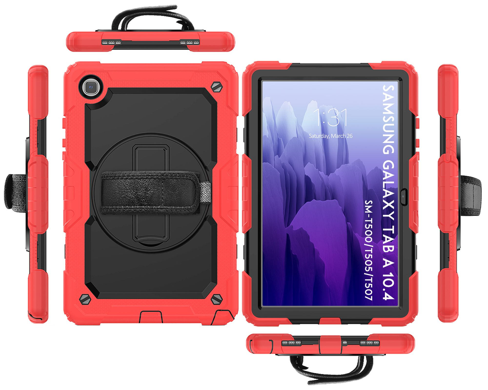 LOBWERK 4in1 Schutzhülle Case Rot T505 SM-T500 Tab Kunststoff, Zoll A7 10.4 Galaxy für Samsung Bookcover