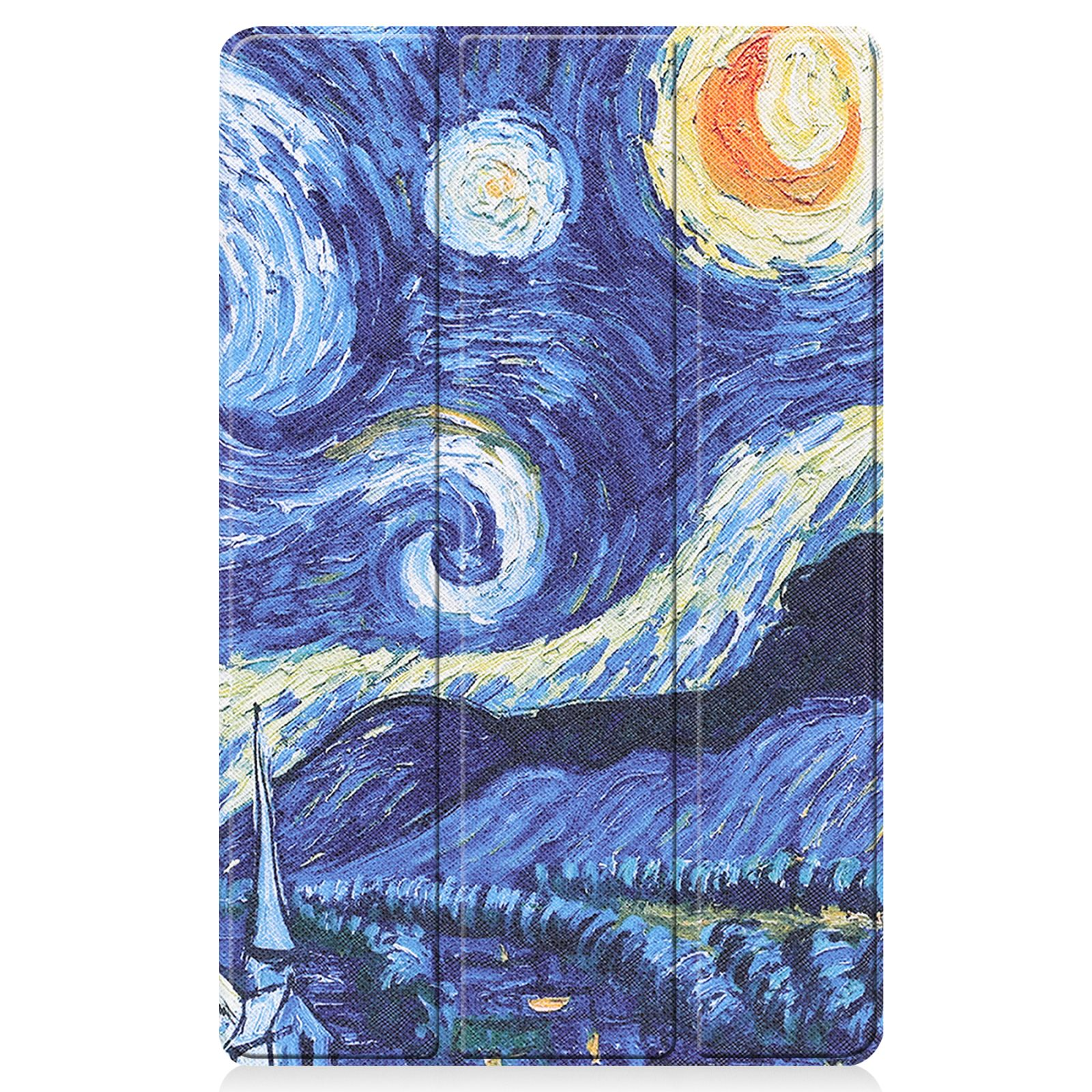 Eine Tablethülle mit Van Goghs 'Sternennacht' Design.