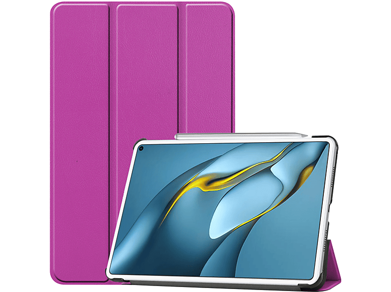 LOBWERK Hülle Schutzhülle Bookcover für Huawei MatePad Pro MRR-W29 2021 10.8 Zoll Kunstleder, Lila