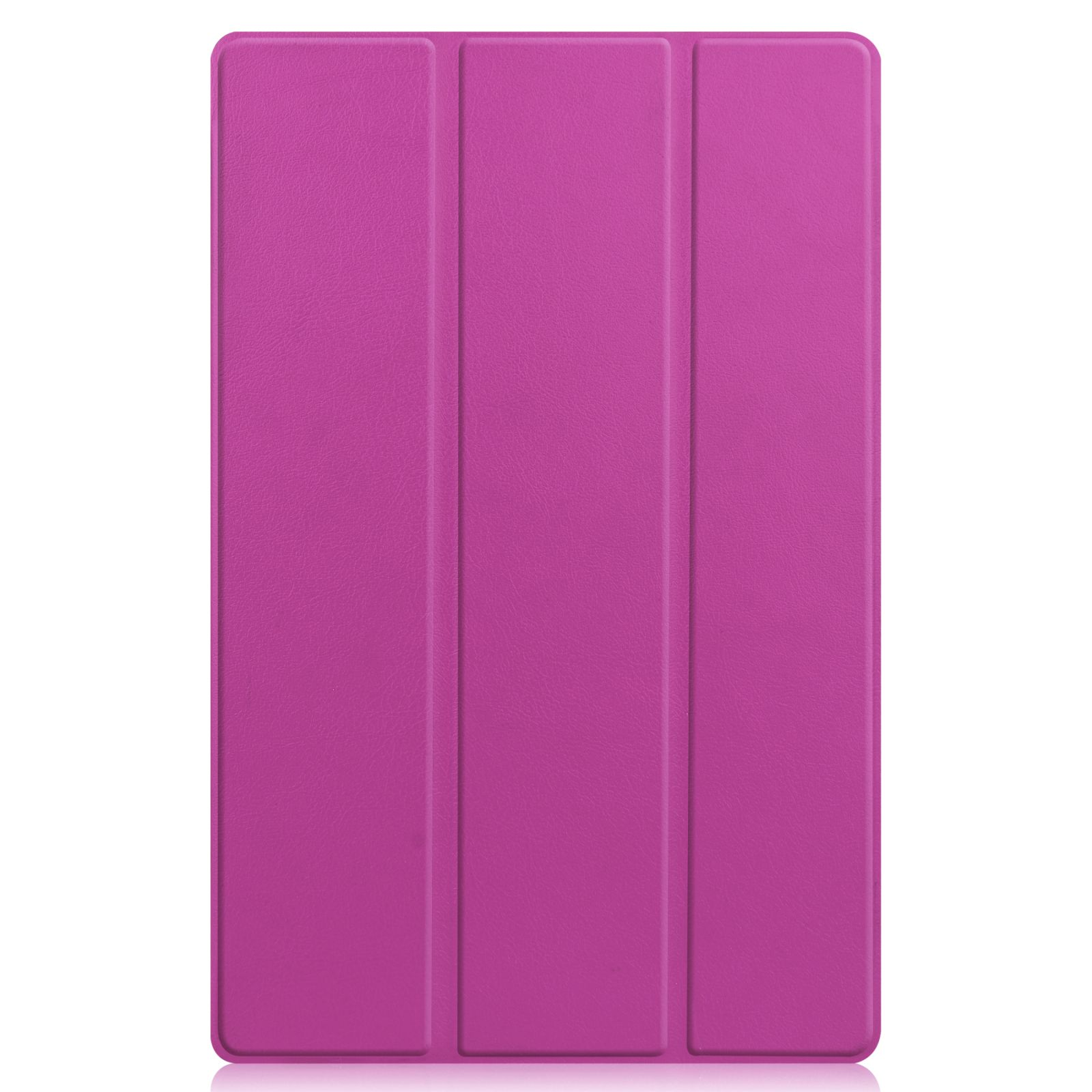 Eine rosa Tablet-Hülle, von oben gesehen, mit einer einfarbigen rosa Oberfläche.