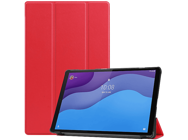 LOBWERK Hülle Schutzhülle Bookcover für Lenovo Tab M10 2nd 2020 TB-X306F TB-X306X 10.1 Zoll Kunstleder, Rot
