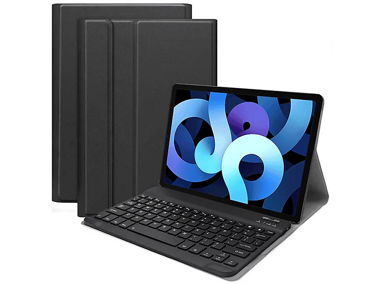 Tastatur (Bluetooth 2020/2022 LOBWERK Schwarz Apple 2in1 Generation A2072/A2316/A2324/A2325 4 für Schutzhülle 4th Set Kunststoff, Bookcover Cover) + Air