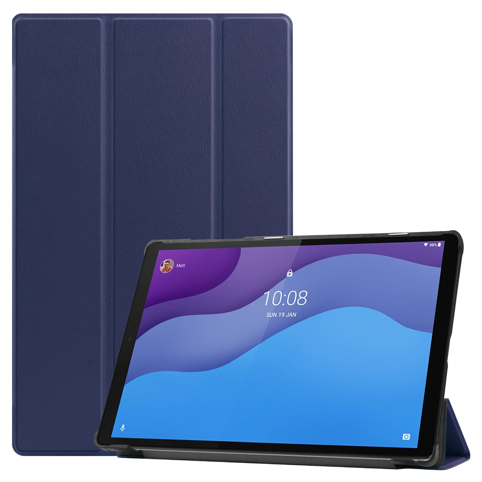 LOBWERK Hülle Schutzhülle Bookcover für TB-X306F Tab 10.1 TB-X306X Lenovo 2020 2nd Kunstleder, M10 Zoll Blau