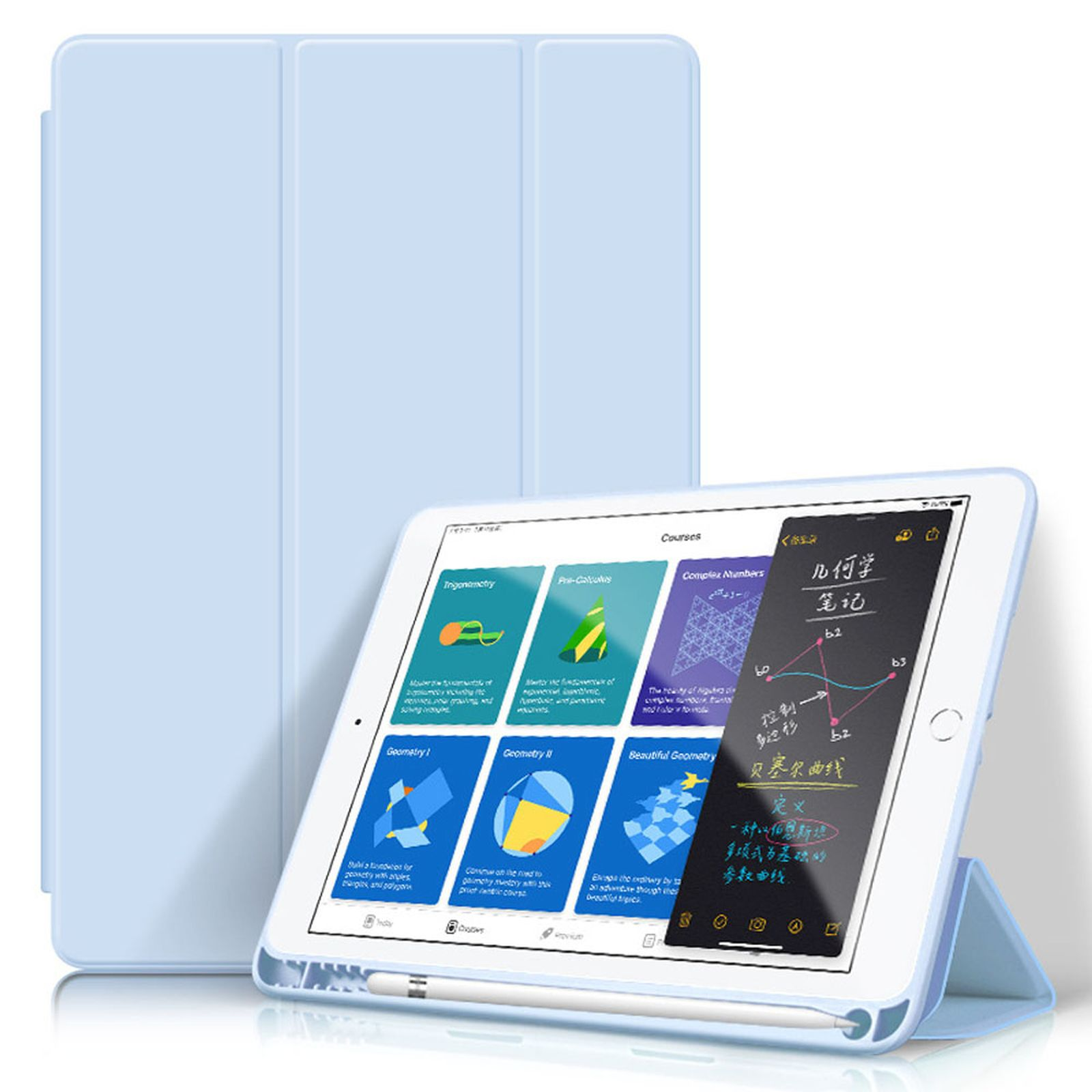 LOBWERK Hülle Schutzhülle Bookcover Pro iPad für Kunststoff, Hellblau 12.9 2020 Apple