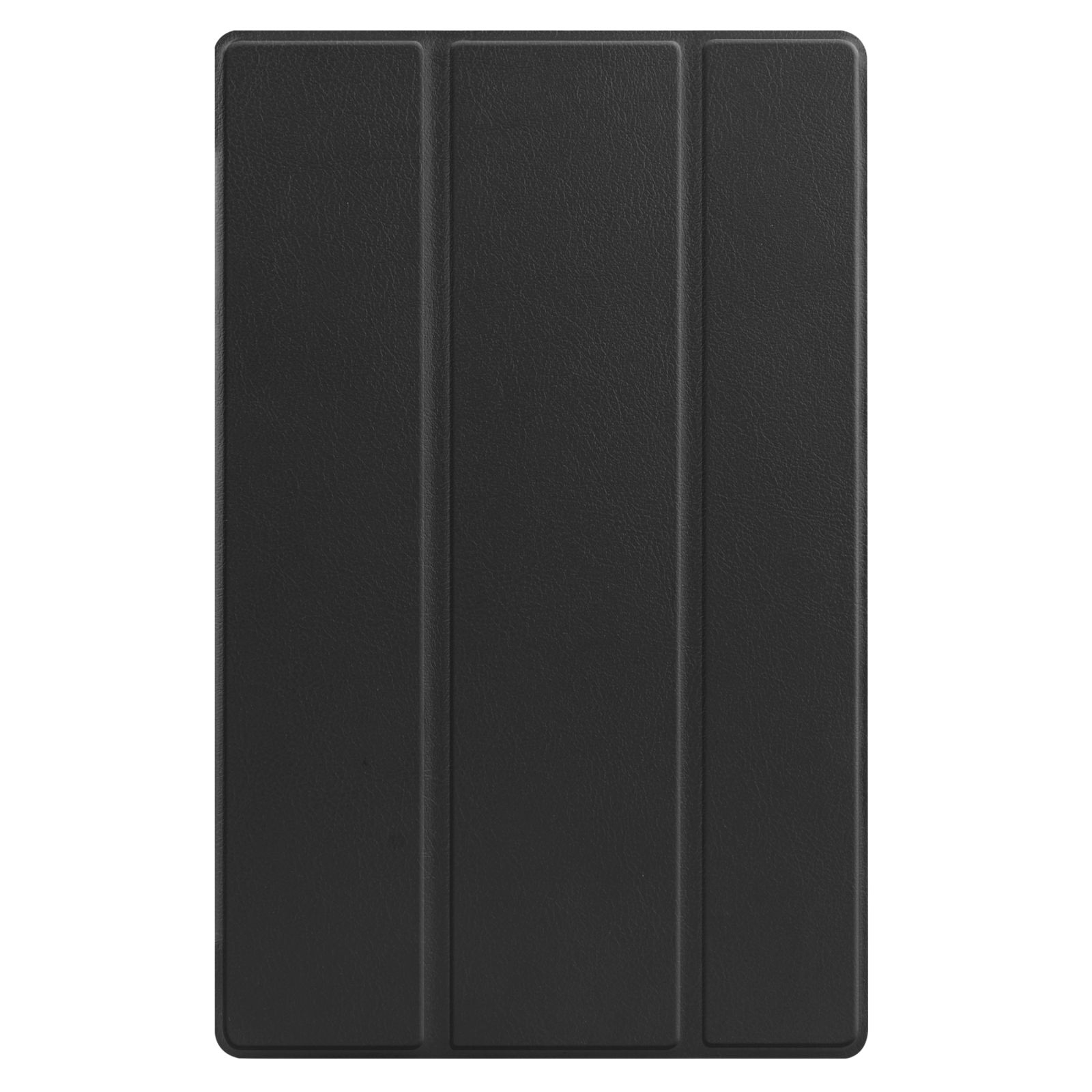 Geschlossene, schwarze Tablet-Hülle mit drei vertikalen Abschnitten.