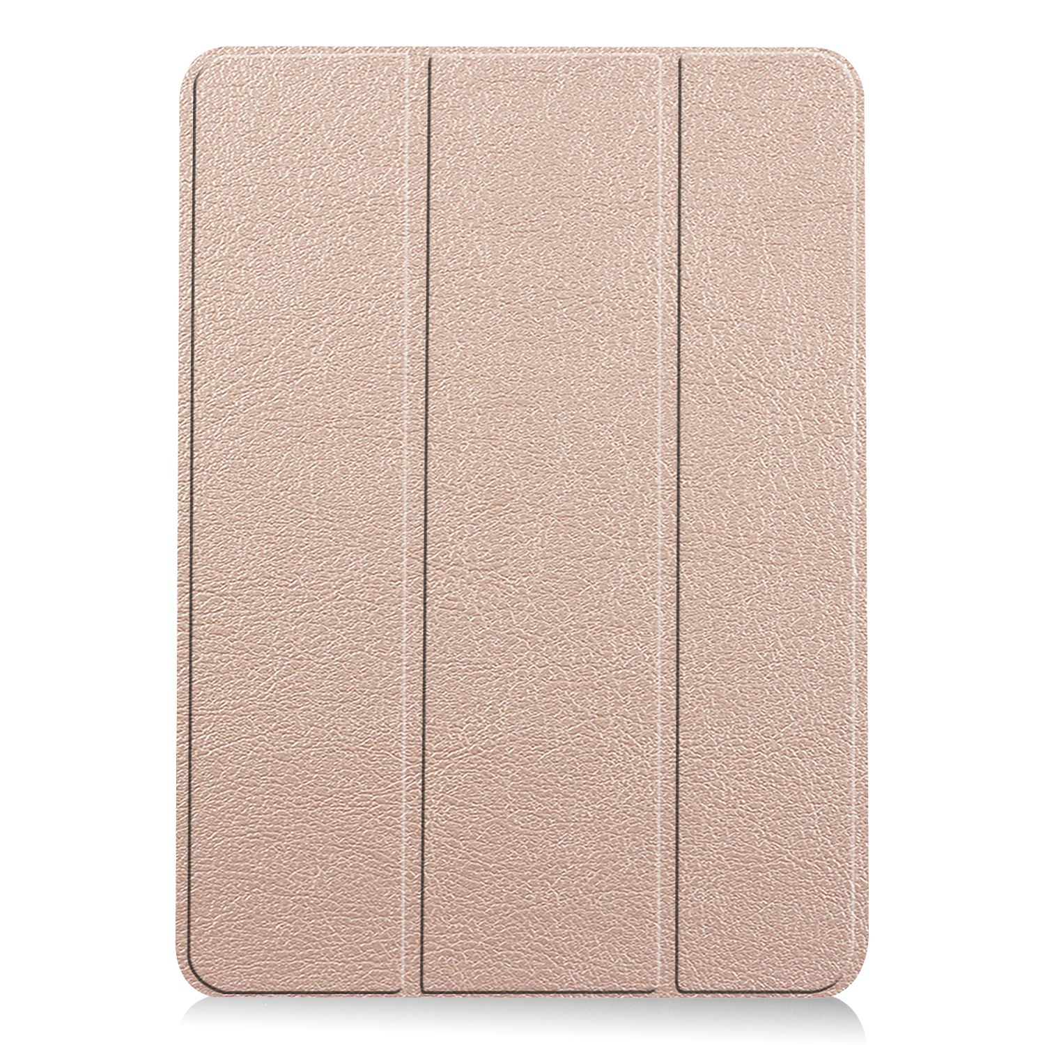 Eine Tablet-Hülle mit strukturierter, hellbrauner Oberfläche. Die Hülle ist geschlossen.