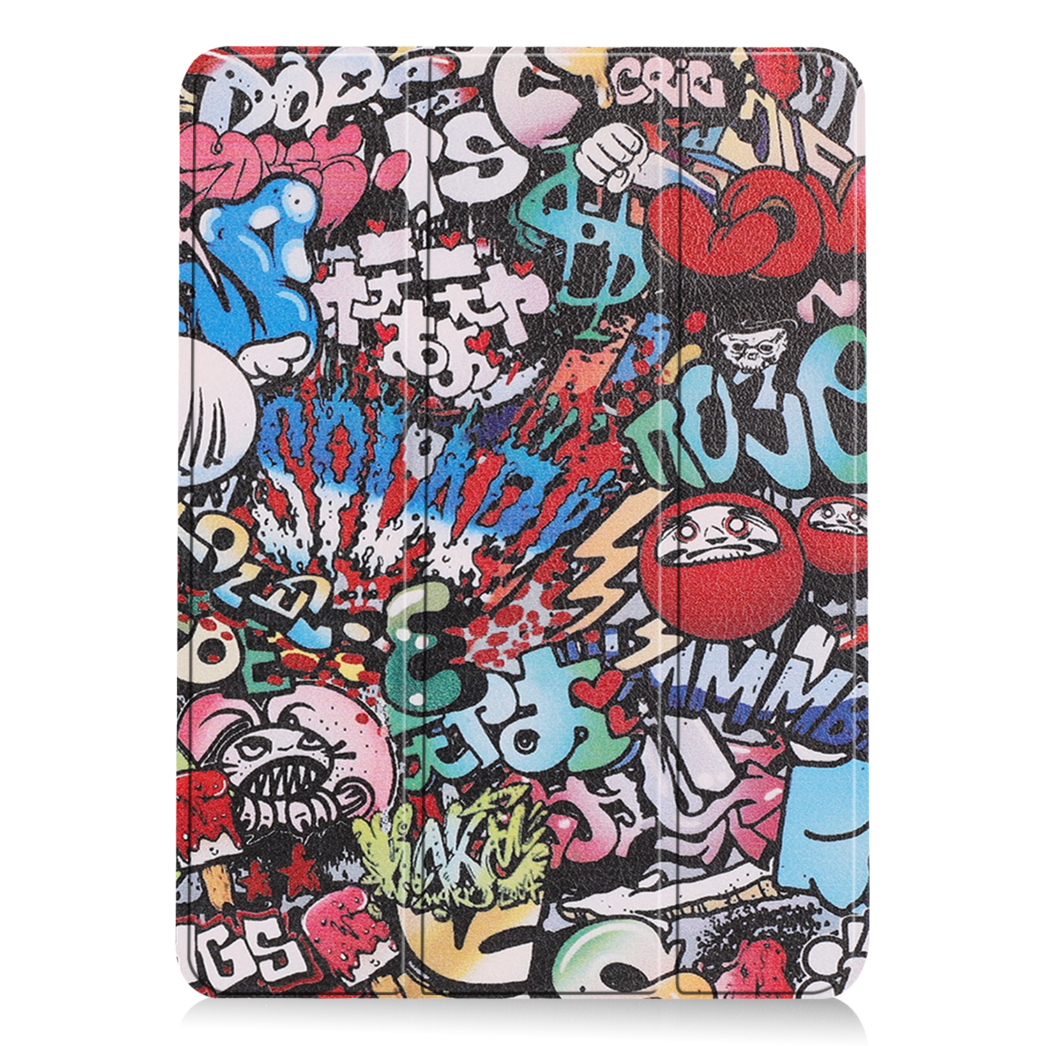 Tablet-Hülle mit Graffiti-Design, bunte Kunst.