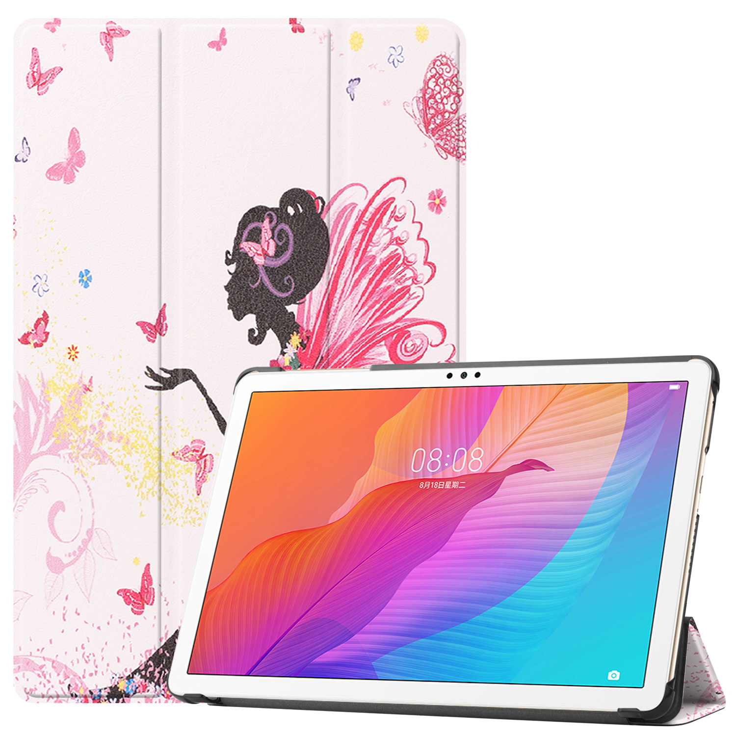 LOBWERK Hülle Schutzhülle Honor 10.1 Bookcover Mehrfarbig Kunstleder, 6/MatePad Huawei Zoll für T10/T10S