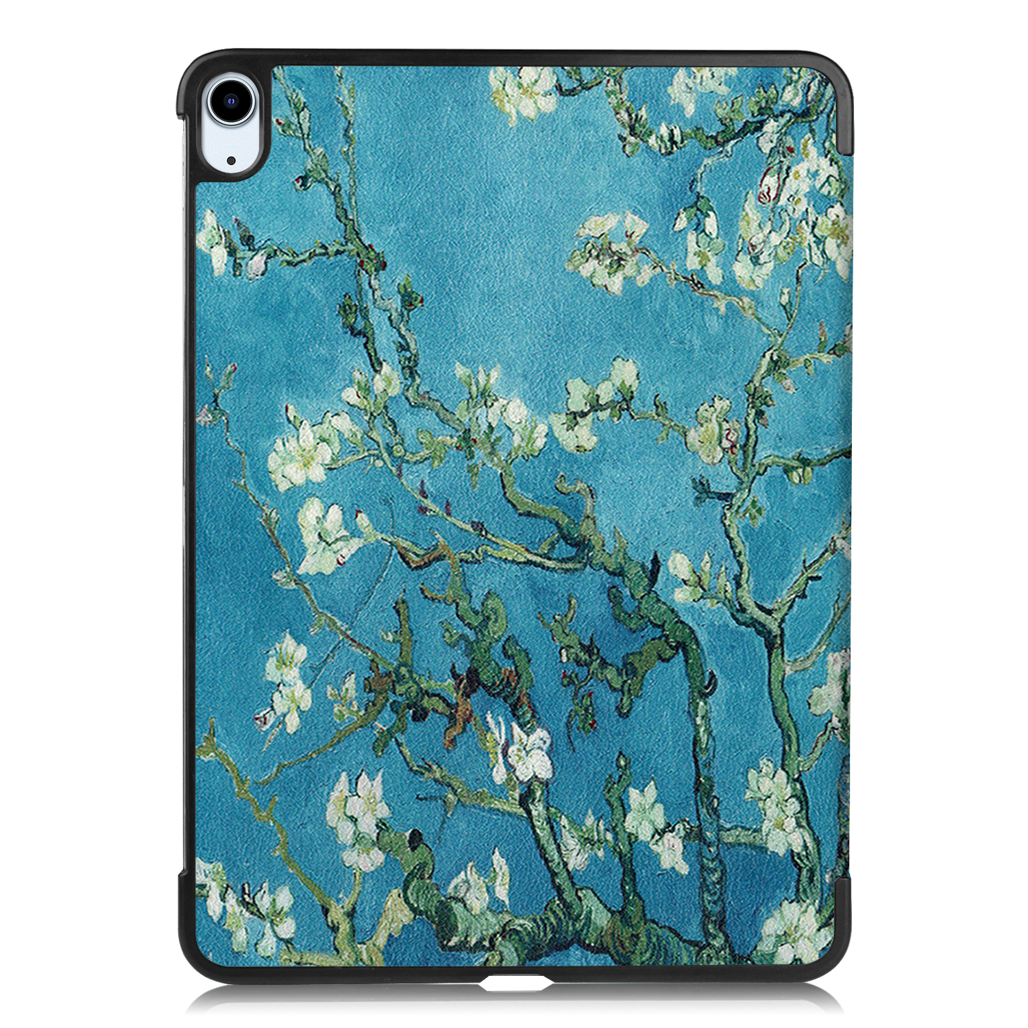 Tablethülle mit einem Van Gogh-Gemälde darauf. Das Gemälde zeigt einen Baum mit blauem Hintergrund.