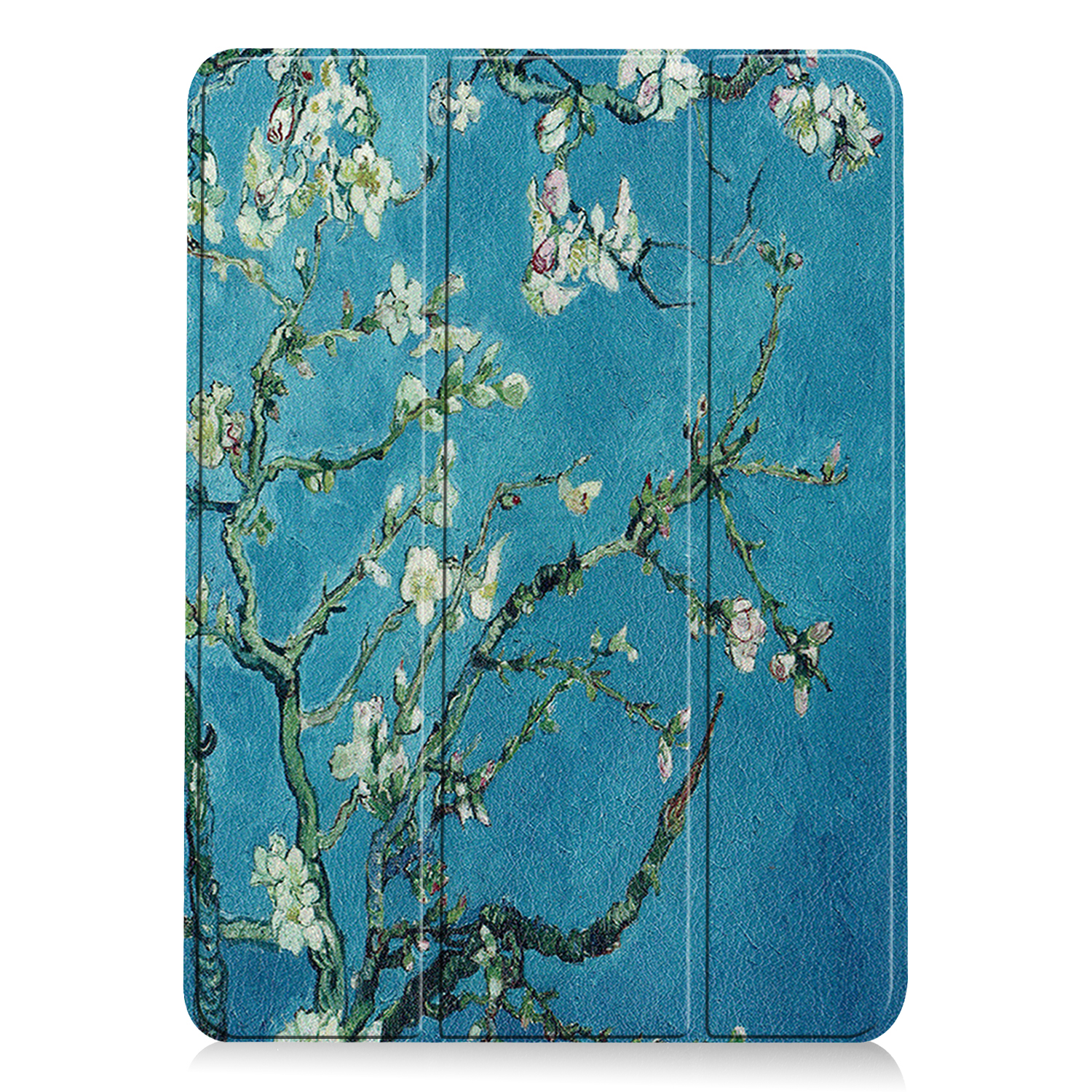Tablet-Hülle mit floraler Kunst, inspiriert von Van Goghs Gemälde Mandelblüten.