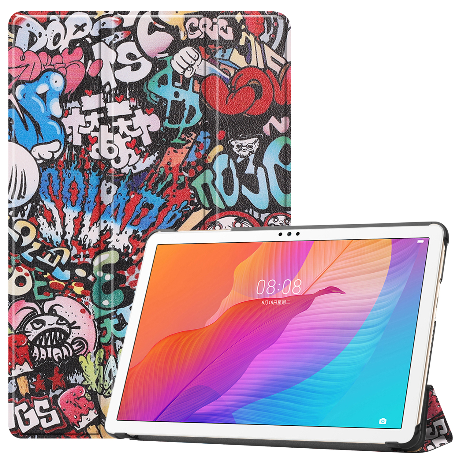 Huawei 6/MatePad Bookcover Schutzhülle für Kunstleder, 10.1 Mehrfarbig Hülle LOBWERK Zoll Honor T10/T10S