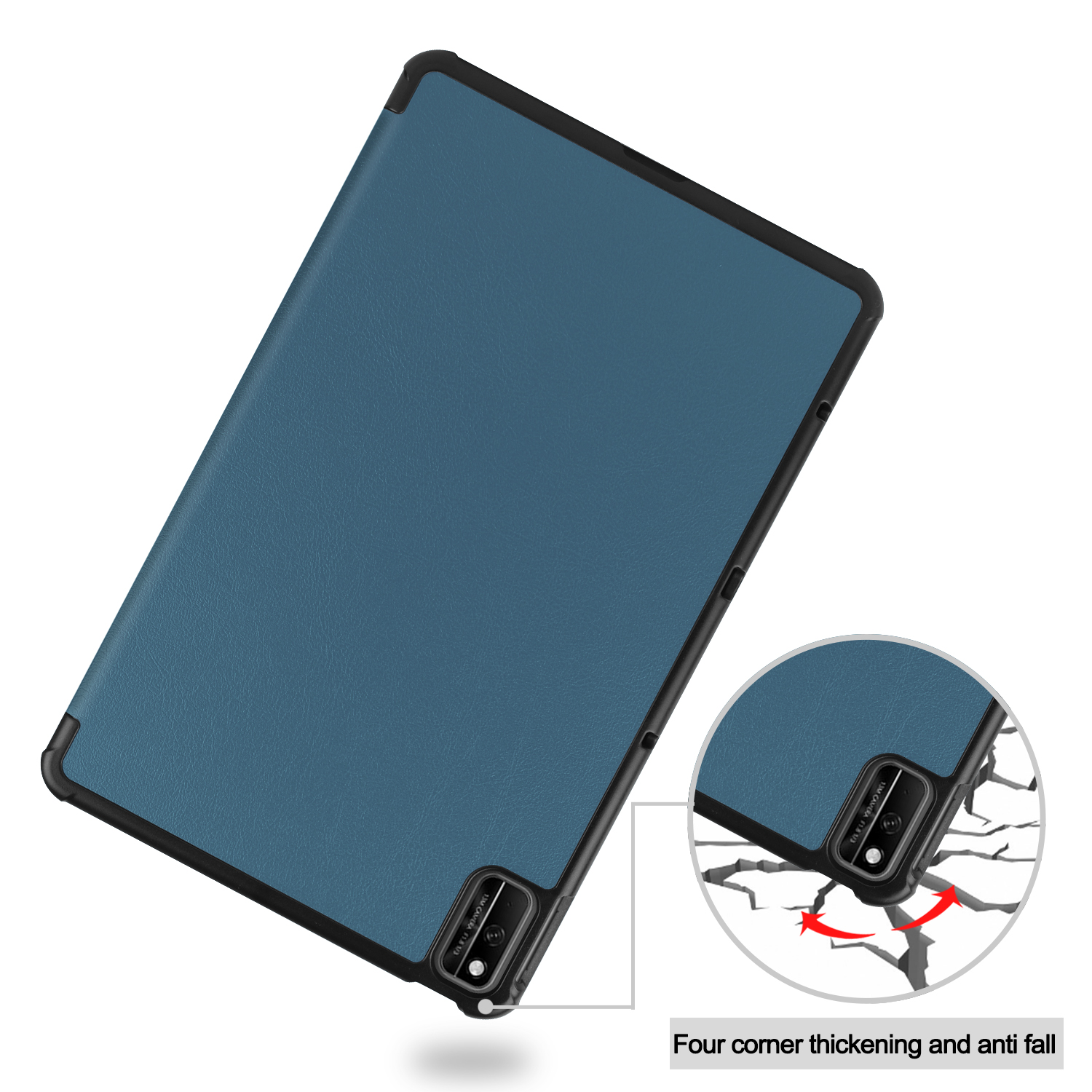 Blaue Tablethülle, Detailansicht der Eckaufprallschutz.