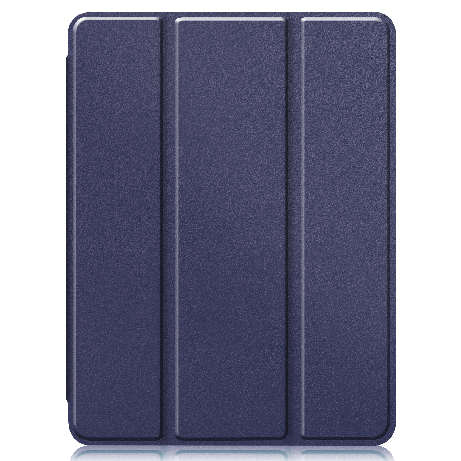 Dunkelblaue Tablethülle. Dreifach gefaltet, geschlossen.