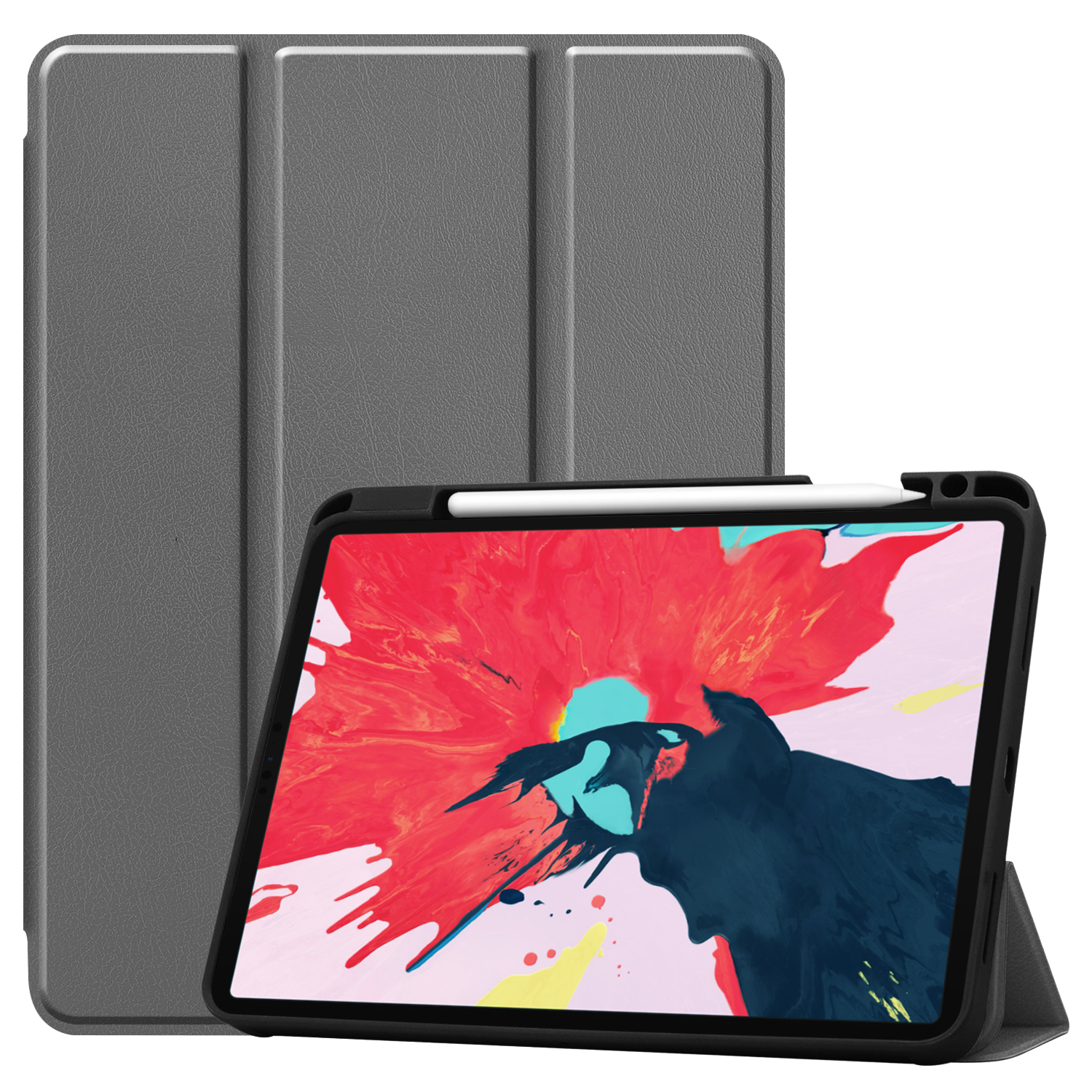 LOBWERK Hülle Apple Zoll Bookcover für Kunstleder, Schutzhülle 11 2020 iPad Pro Grau