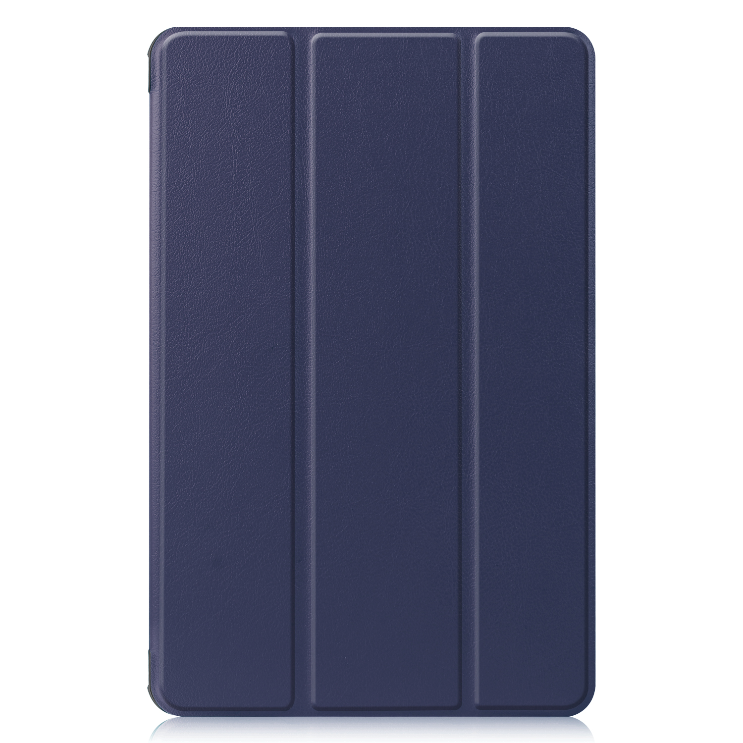 Blaue Tablethülle, geschlossen. Dreifach-Design, einfarbig.