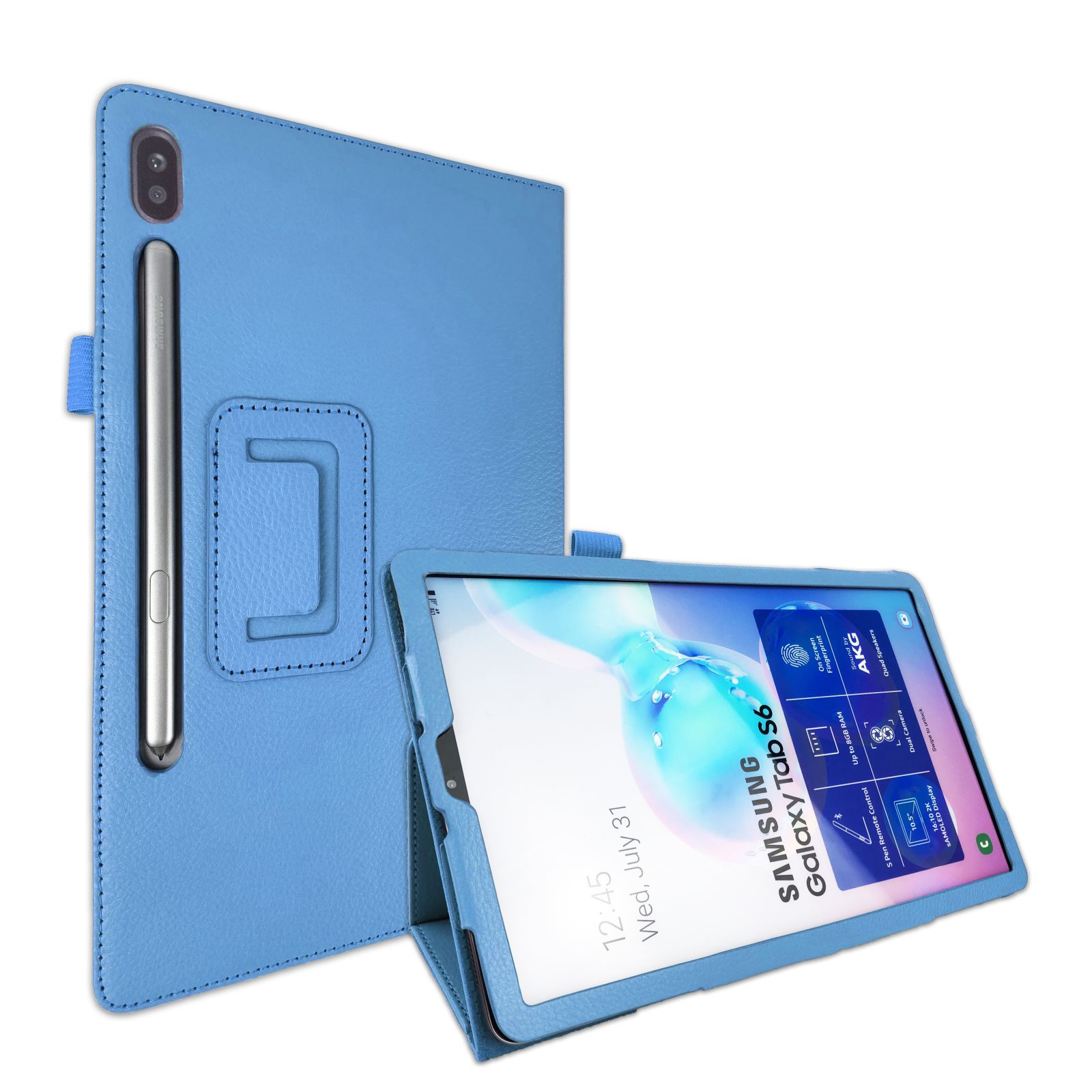 LOBWERK Hülle Schutzhülle Bookcover Galaxy Hellblau S6 Tab 10.5 Zoll für SM-T860 Samsung Kunstleder
