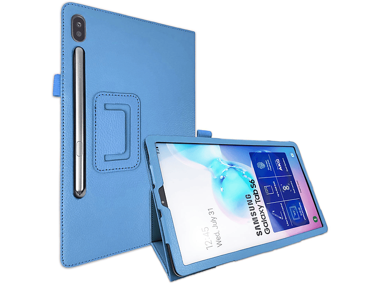 LOBWERK Hülle Schutzhülle Bookcover für Samsung Galaxy Tab S6 SM-T860 10.5 Zoll Kunstleder, Hellblau