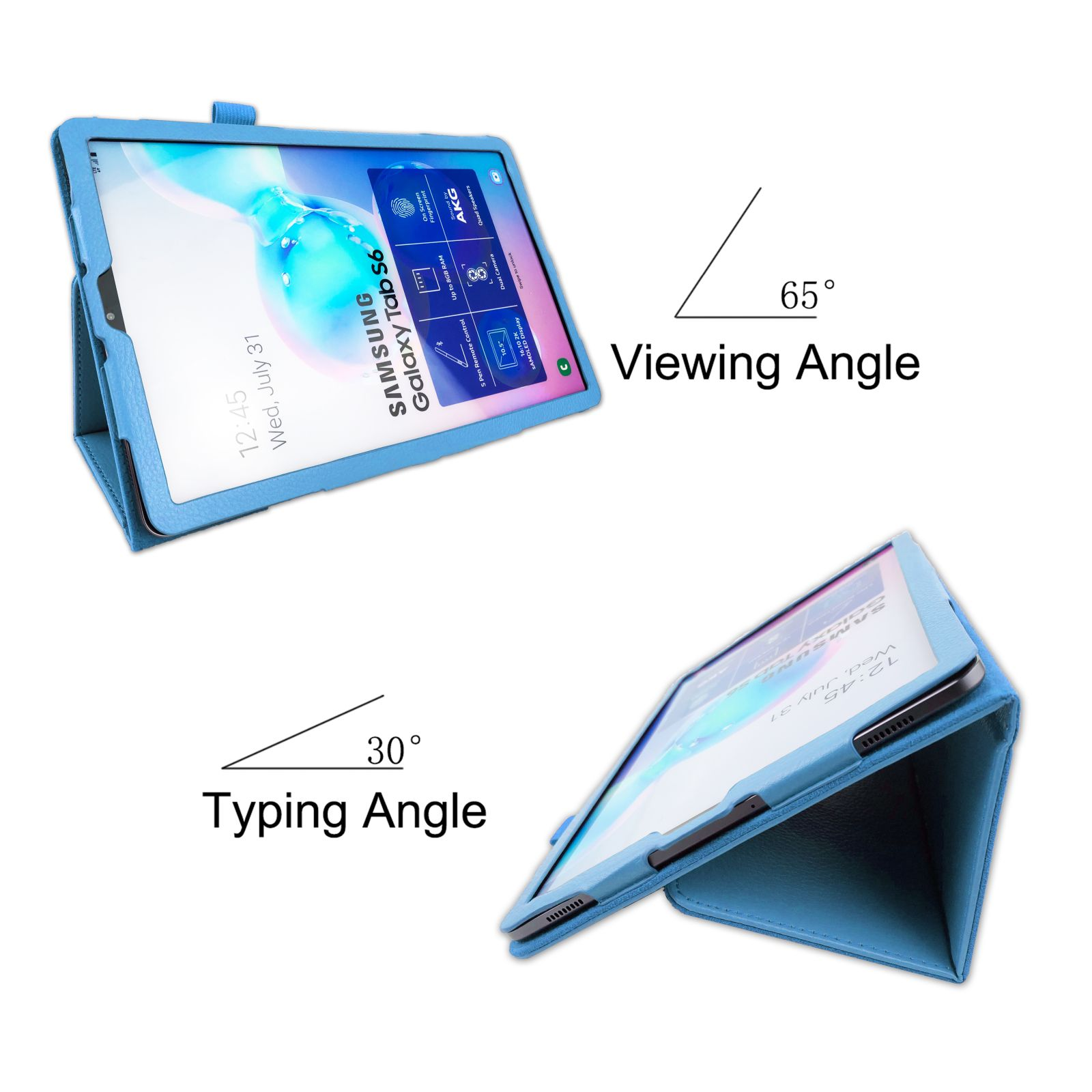 Hülle Samsung SM-T860 Zoll Tab für LOBWERK S6 Galaxy 10.5 Kunstleder, Bookcover Hellblau Schutzhülle