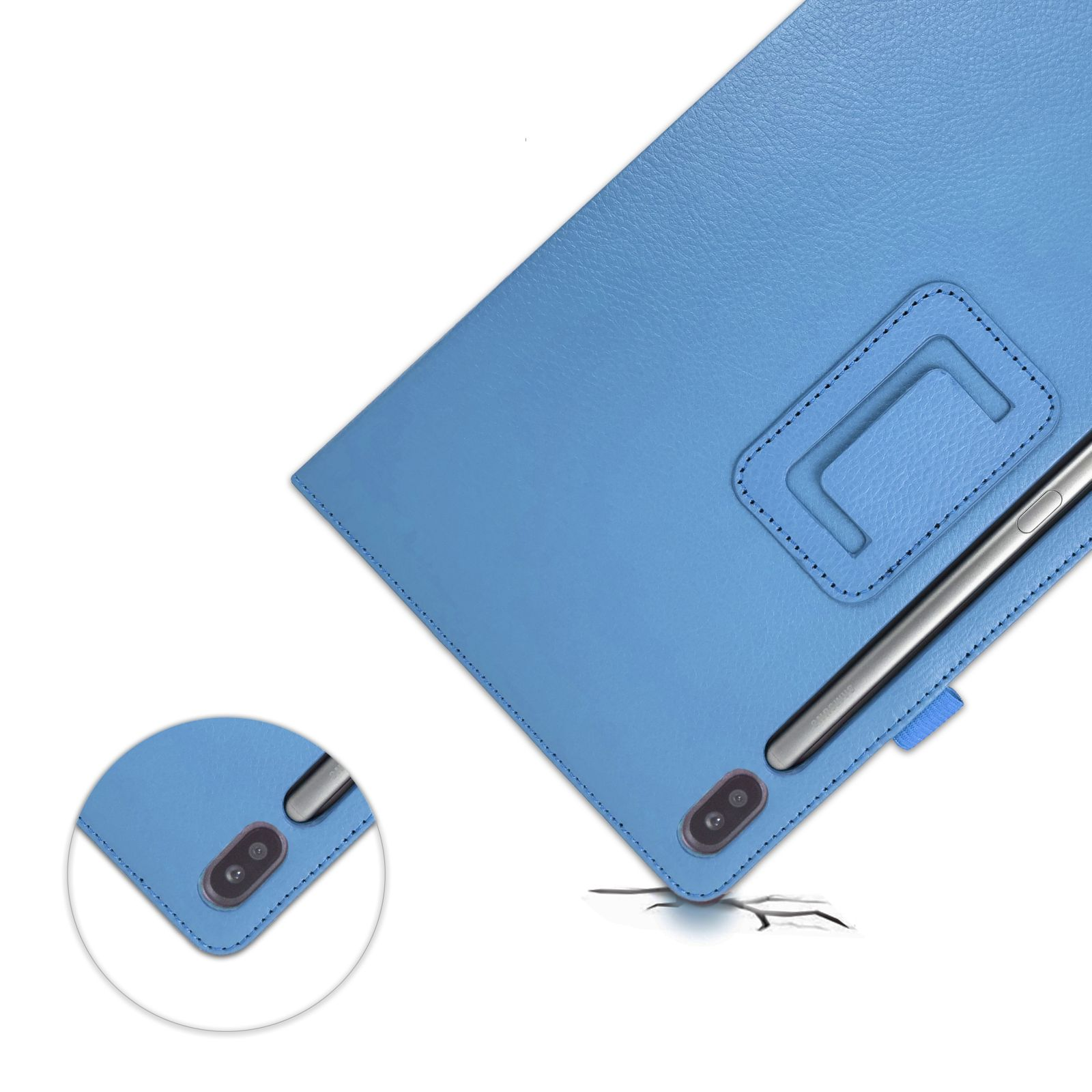 LOBWERK 2in1 Set (Schutzhülle + Tab Hellblau Schutzglas) Case 10.5 SM-T860 für S6 Samsung Galaxy Kunstleder, Bookcover SM-T865