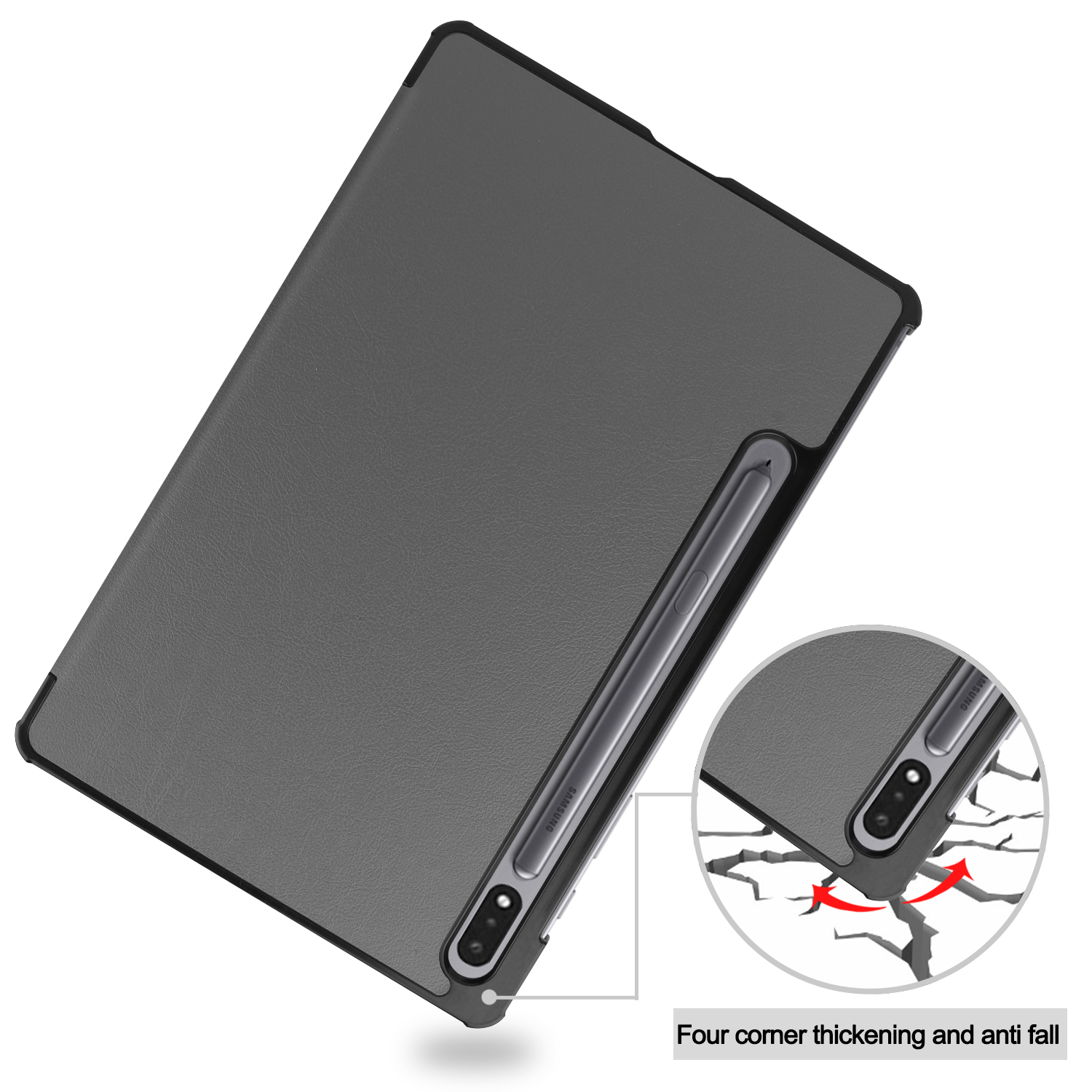 LOBWERK Hülle Schutzhülle Bookcover SM-T870/T875/X700 S7 Grau Samsung Galaxy Tab Kunstleder, für