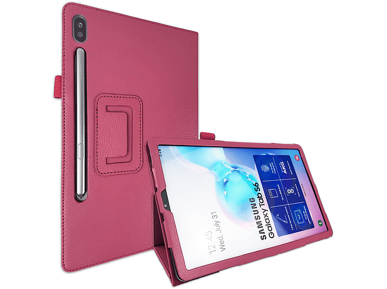LOBWERK Hülle Schutzhülle Bookcover für Samsung Galaxy Tab S6 SM-T860 10.5 Zoll Kunstleder, Pink