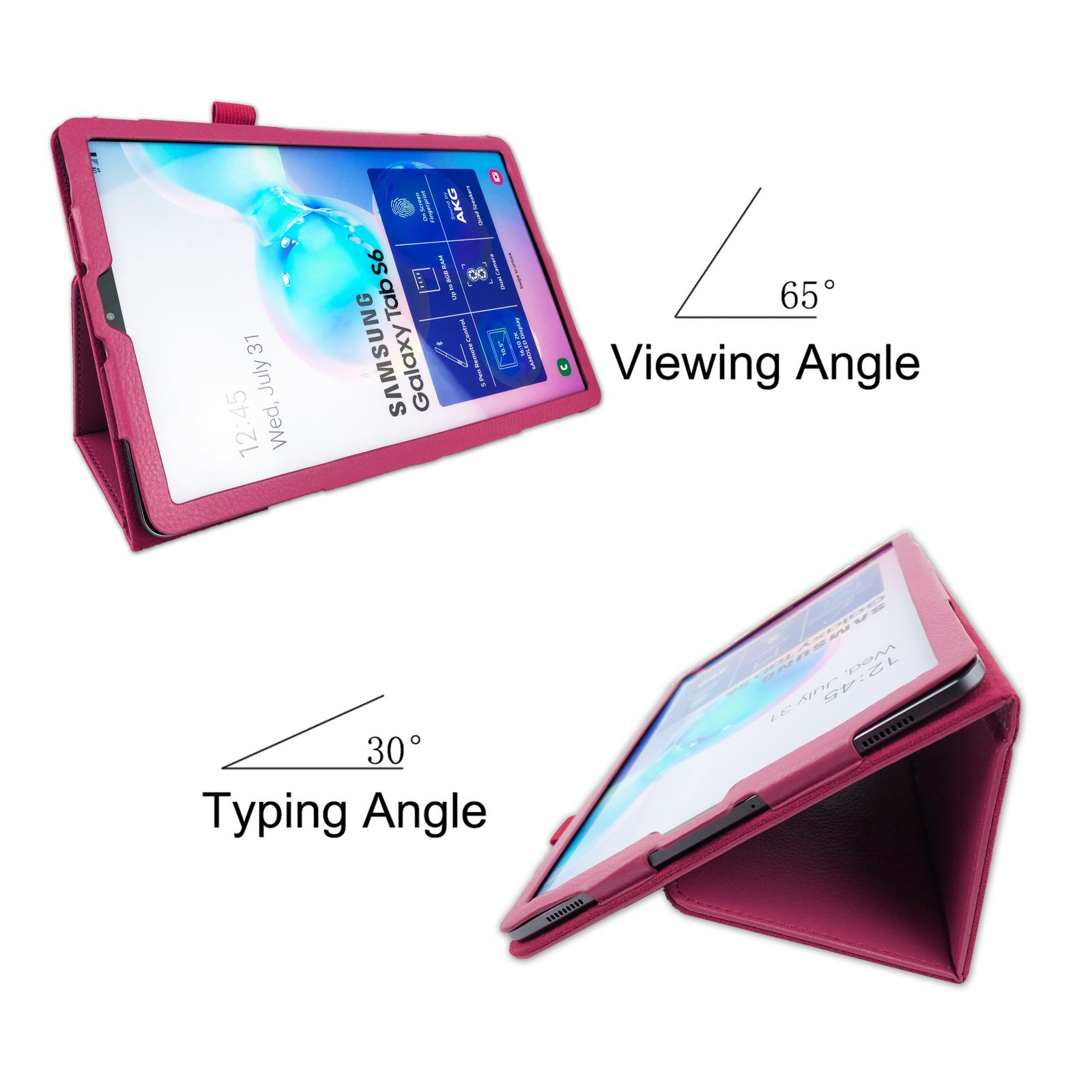 LOBWERK Hülle Schutzhülle für Samsung SM-T860 Tab Galaxy Bookcover S6 Zoll Pink 10.5 Kunstleder