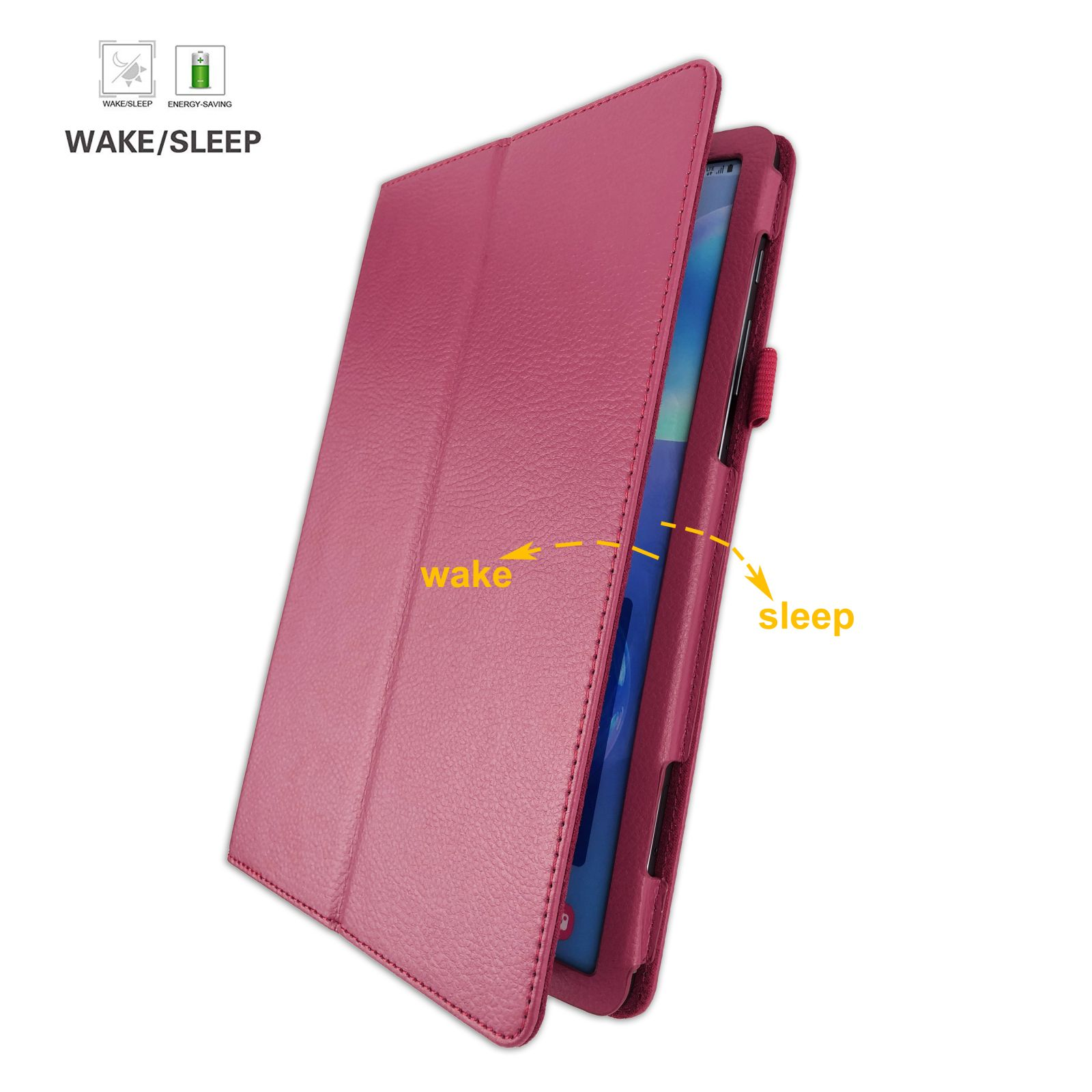 LOBWERK 2in1 Set (Schutzhülle + 10.5 SM-T860 Bookcover Tab SM-T865 Kunstleder, Case Schutzglas) für Galaxy Pink Samsung S6