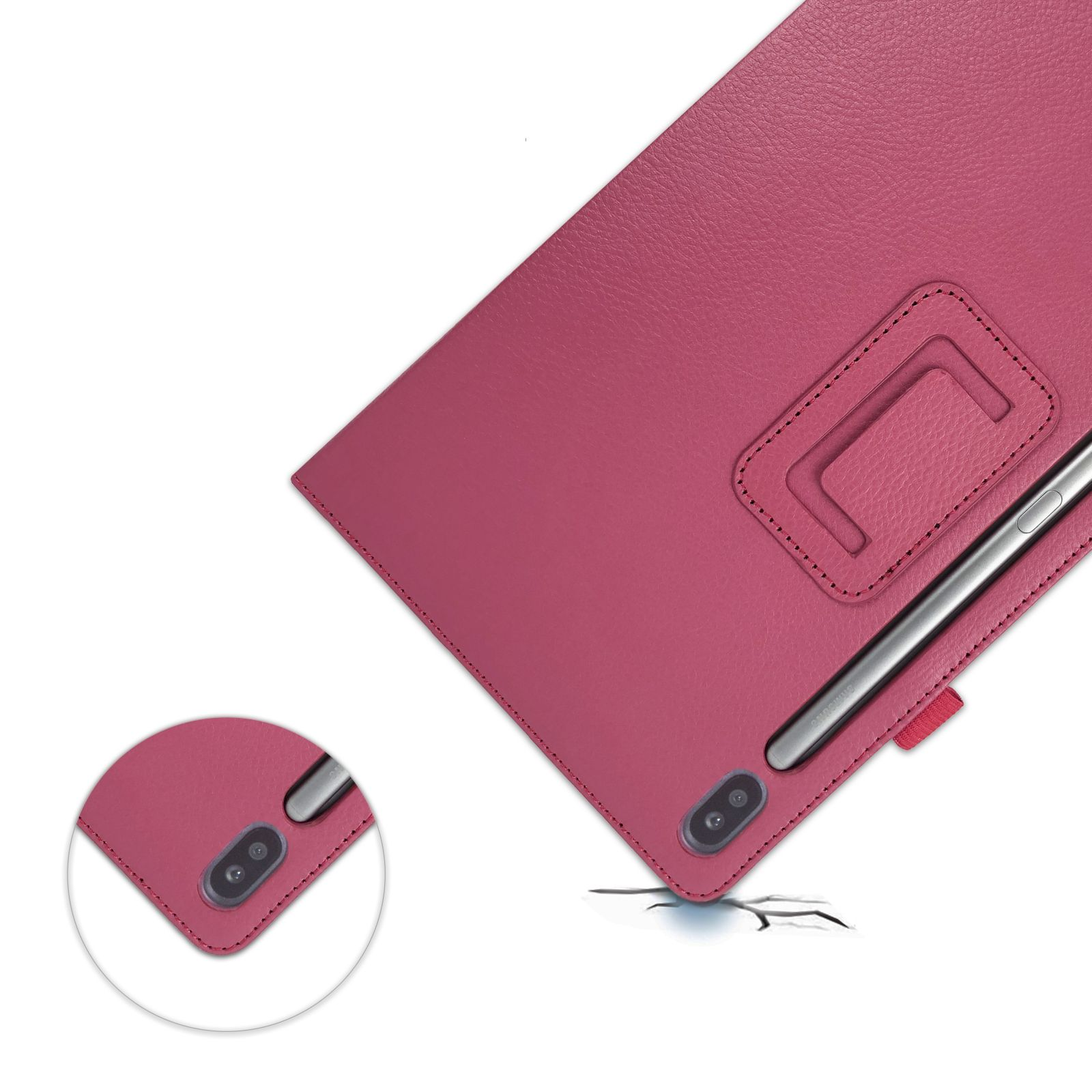 LOBWERK Hülle Schutzhülle für Samsung SM-T860 Tab Galaxy Bookcover S6 Zoll Pink 10.5 Kunstleder
