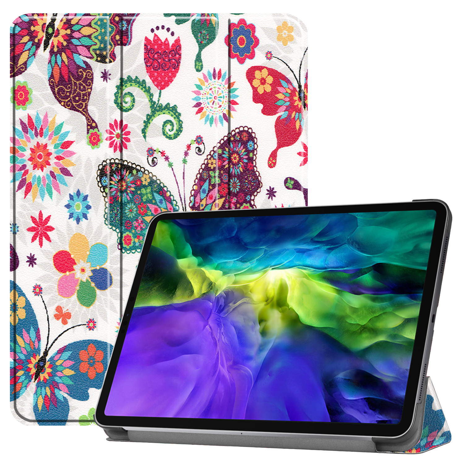 Mehrfarbig Pro /2021/2022 11 2020 LOBWERK 11 Hülle Apple Kunstleder, Schutzhülle für Zoll iPad Bookcover
