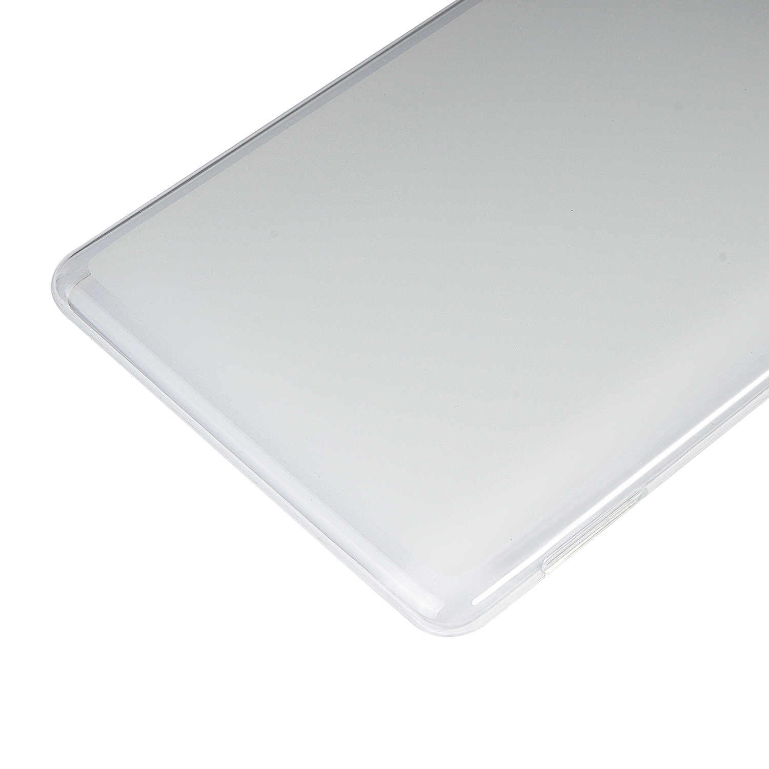 Transparenter Displayschutz für Tablets. Ansicht von einem Winkel, der Rand und Ecke zeigt.