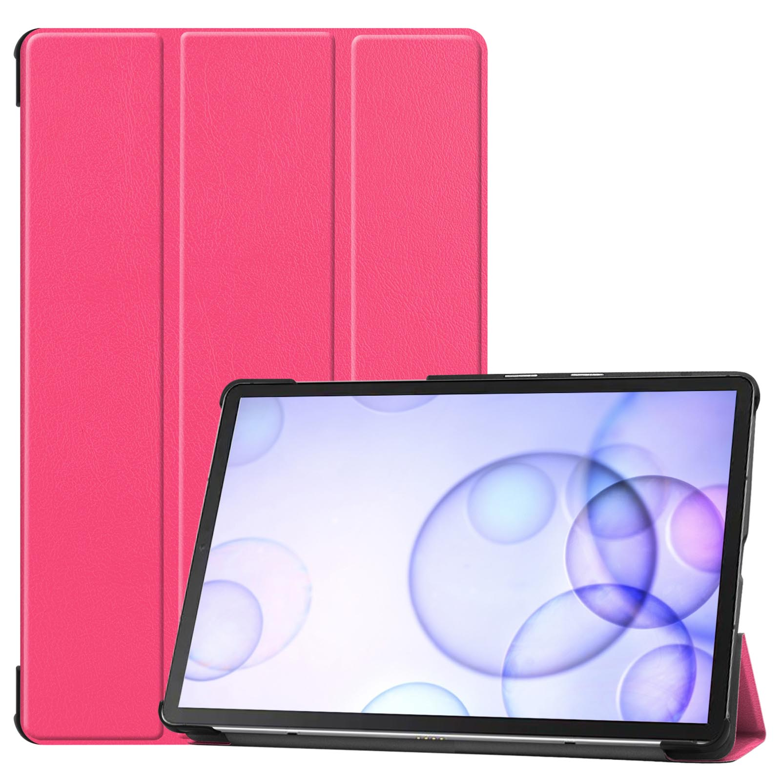 LOBWERK 2in1 Set (Schutzhülle + SM-T865 Samsung Bookcover Kunstleder, Pink 10.5 Tab SM-T860 Galaxy S6 Case für Schutzglas)