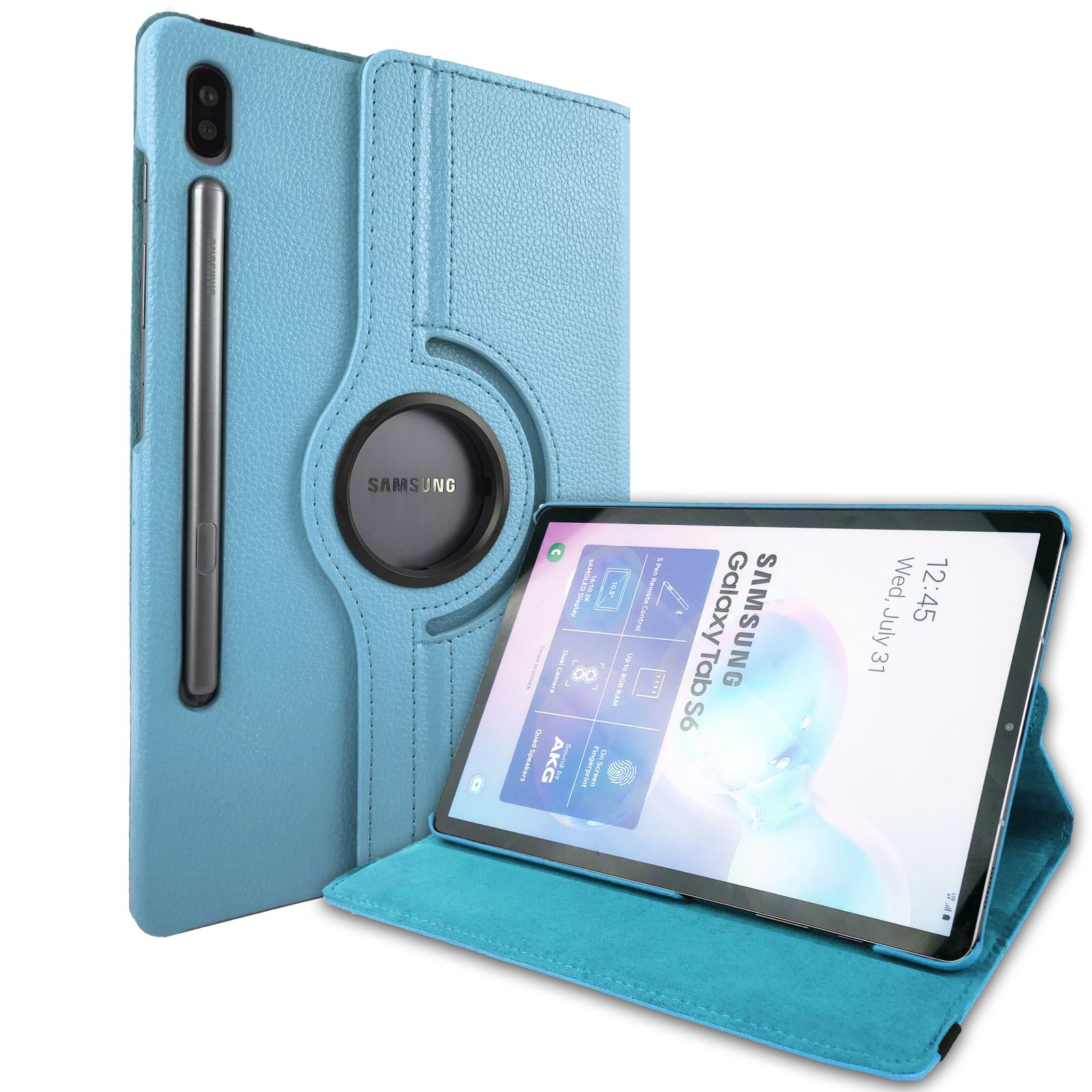 Schutzhülle Samsung Bookcover LOBWERK Hellblau S6 Kunstleder, Galaxy SM-T860 für Tab 10.5 Zoll Hülle