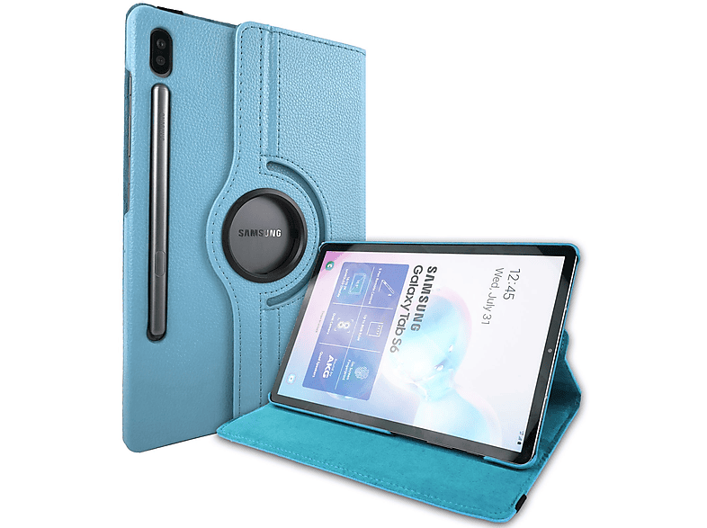 LOBWERK Hülle Schutzhülle Bookcover für Samsung Galaxy Tab S6 SM-T860 10.5 Zoll Kunstleder, Hellblau