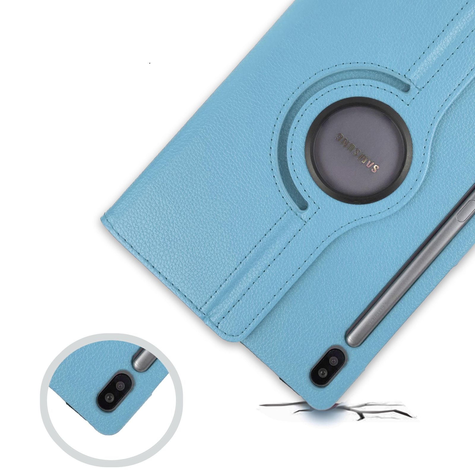 LOBWERK 2in1 S6 Case Samsung SM-T860 10.5 Hellblau + SM-T865 Kunstleder, Schutzglas) (Schutzhülle für Galaxy Tab Bookcover Set
