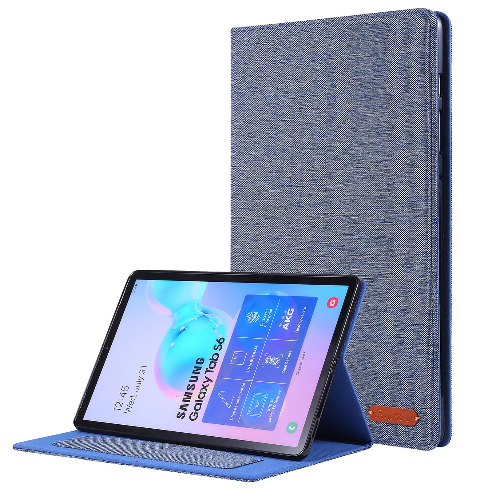 Kunststoff, für S6 Hülle Bookcover 10.5 Zoll LOBWERK SM-T860 Samsung Tab Galaxy Blau Schutzhülle