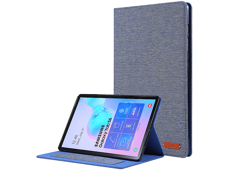 LOBWERK Hülle Schutzhülle Bookcover für Samsung Galaxy Tab S6 SM-T860 10.5 Zoll Kunststoff, Blau