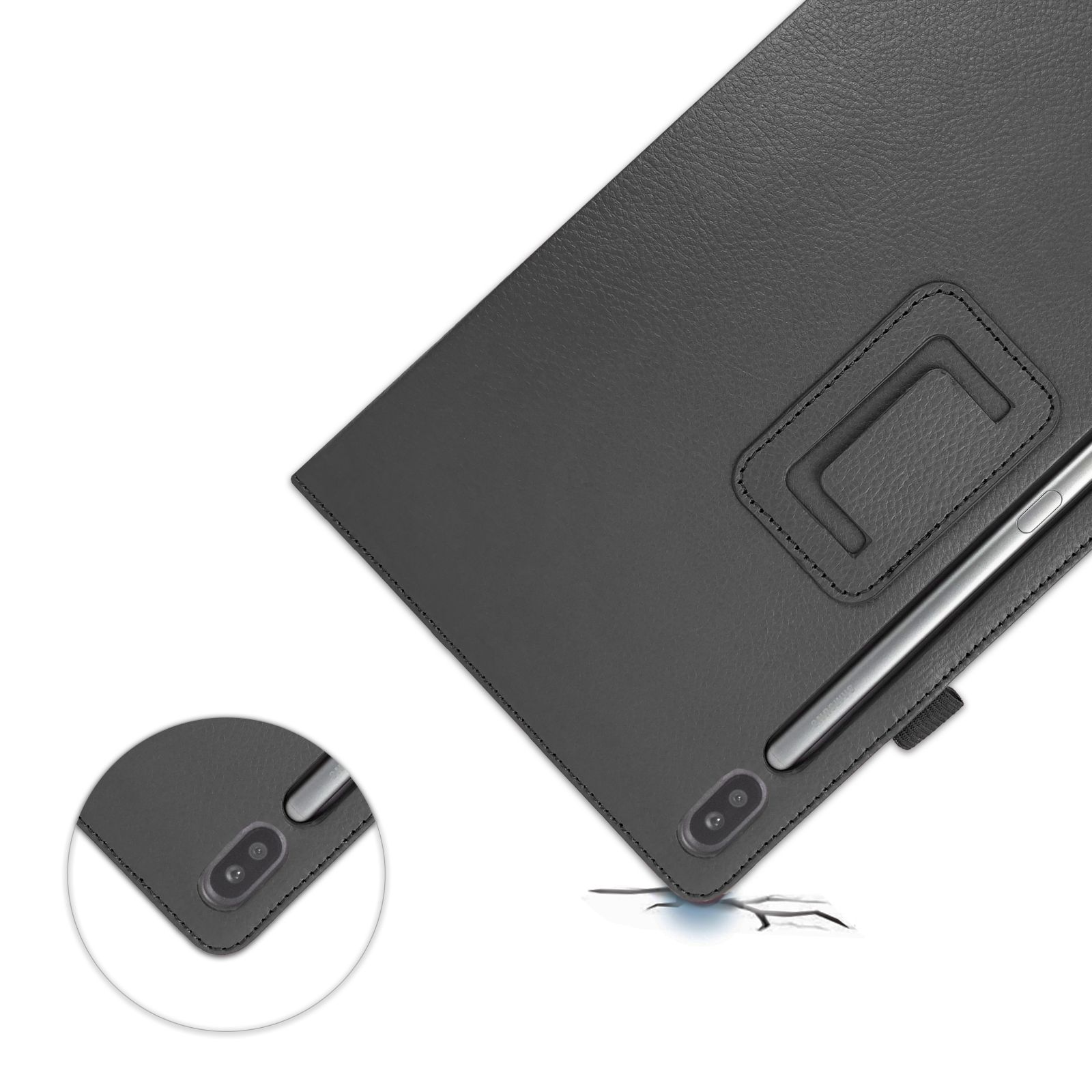 (Schutzhülle Schwarz 10.5 für Bookcover Tab Samsung + Galaxy 2in1 Kunstleder, Set Schutzglas) SM-T865 S6 LOBWERK SM-T860 Case
