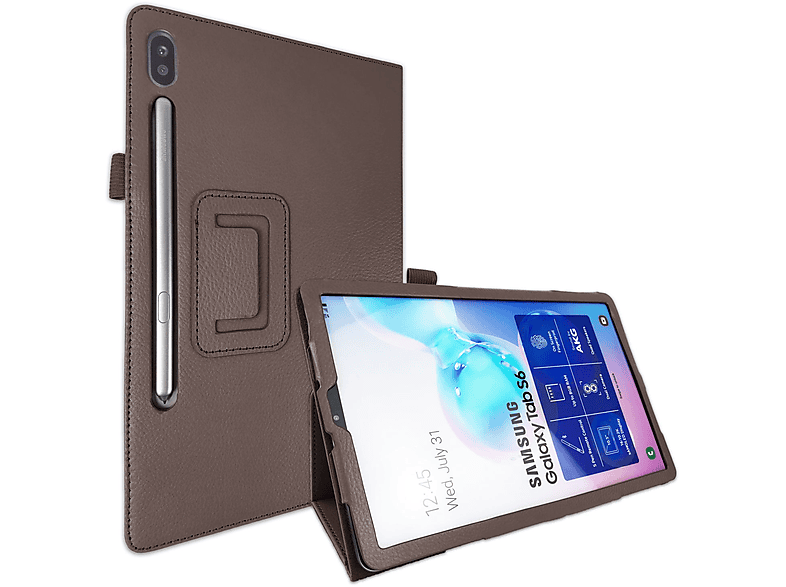 LOBWERK Hülle 10.5 Zoll Tab SM-T860 Kunstleder, Galaxy Schutzhülle Bookcover Braun Samsung S6 für