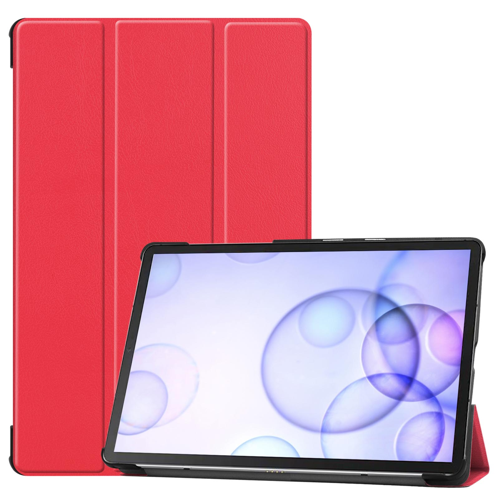 LOBWERK 2in1 Set (Schutzhülle Case Tab Kunstleder, Rot S6 Schutzglas) SM-T860 Bookcover 10.5 + SM-T865 Samsung für Galaxy