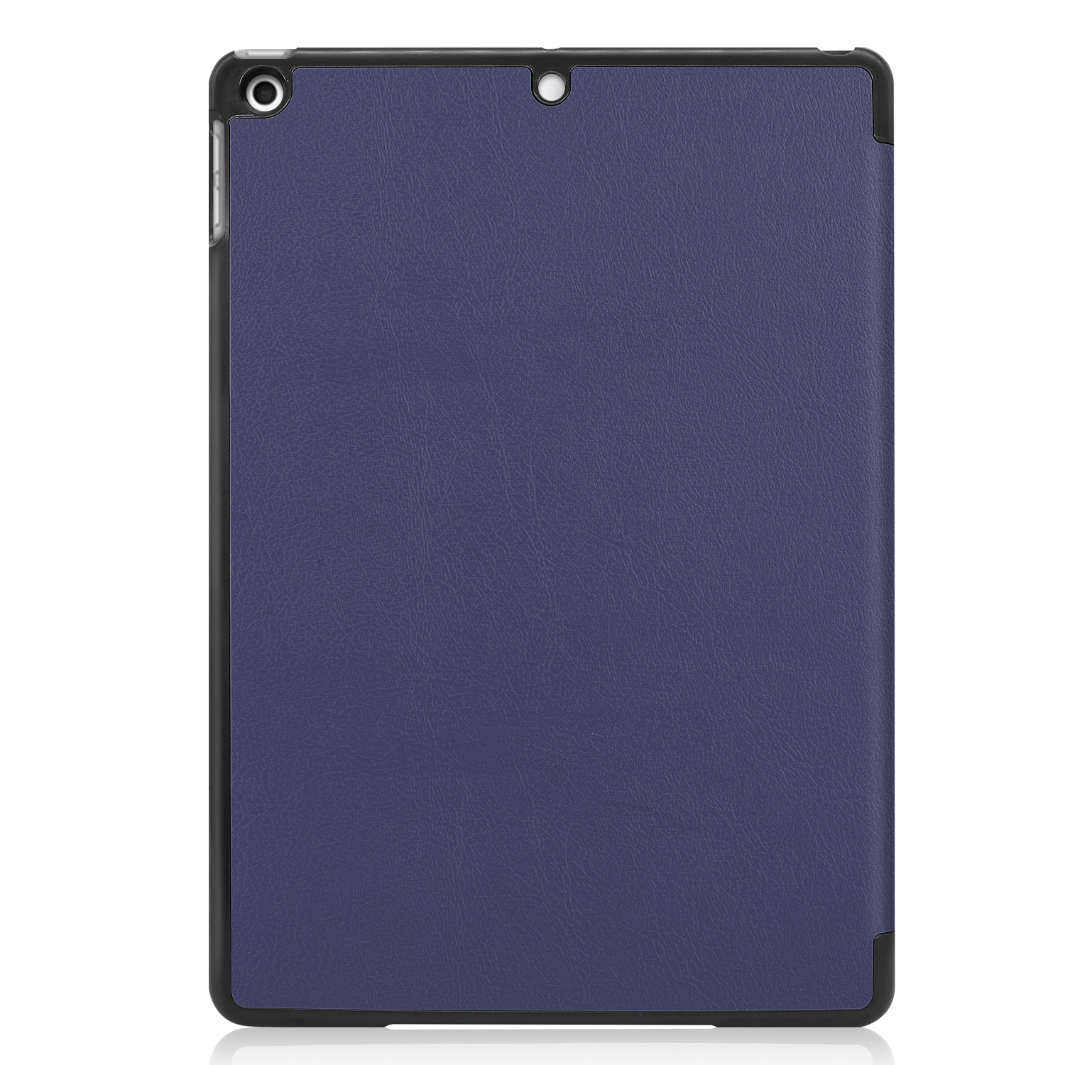 Tablet-Hülle, marineblau, geschlossen. Das Design ist schlicht und sauber und zeigt eine glatte, lederartige Textur.