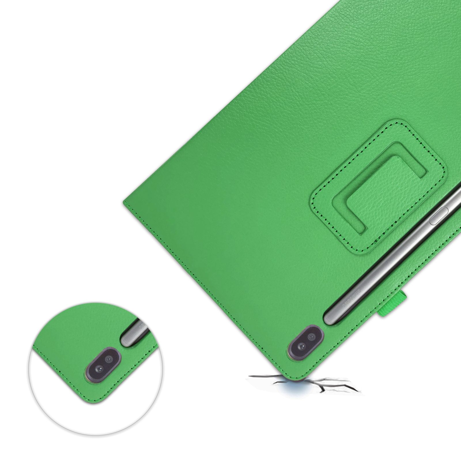 LOBWERK SM-T860 10.5 S6 Kunstleder, + Case Galaxy SM-T865 Samsung Set Tab (Schutzhülle Schutzglas) 2in1 Bookcover Grün für