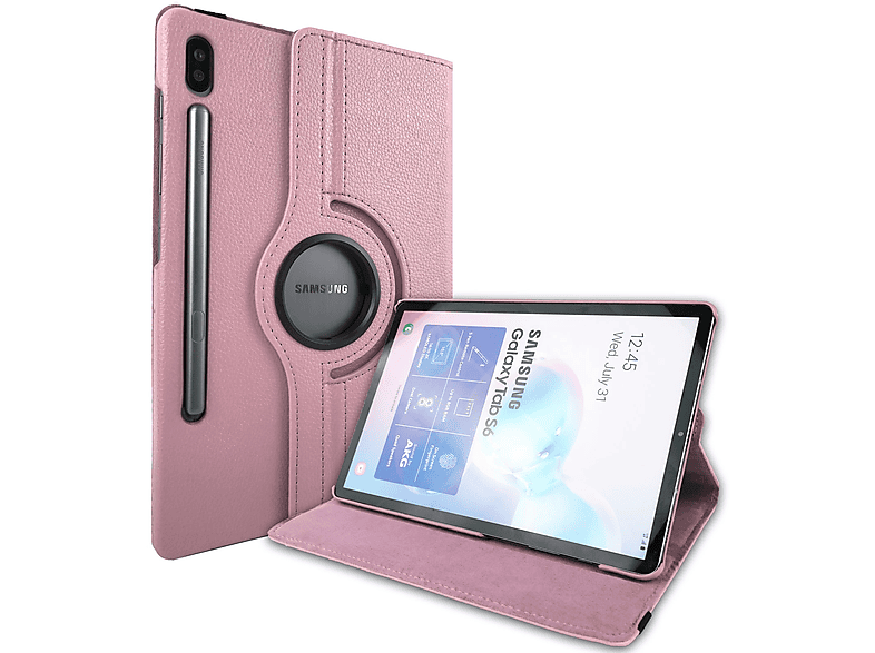 LOBWERK Hülle Schutzhülle Bookcover für Samsung Galaxy Tab S6 SM-T860 10.5 Zoll Kunstleder, Rosa