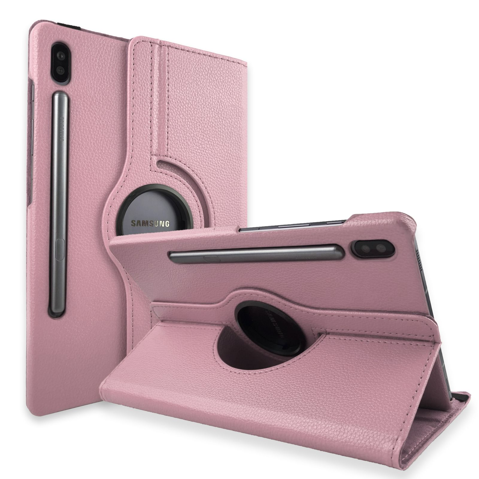 LOBWERK Hülle Schutzhülle Galaxy Samsung für 10.5 Tab Zoll Kunstleder, Rosa Bookcover SM-T860 S6