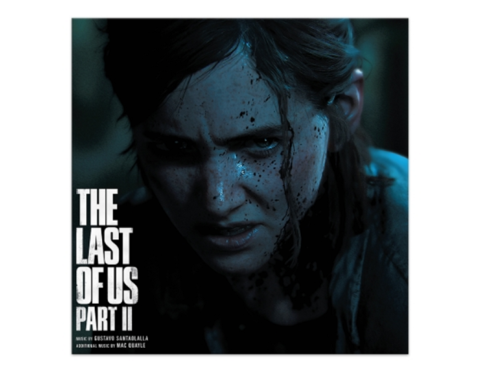 Copertina di The Last of Us Part II. Donna con sangue sul viso, espressione intensa.