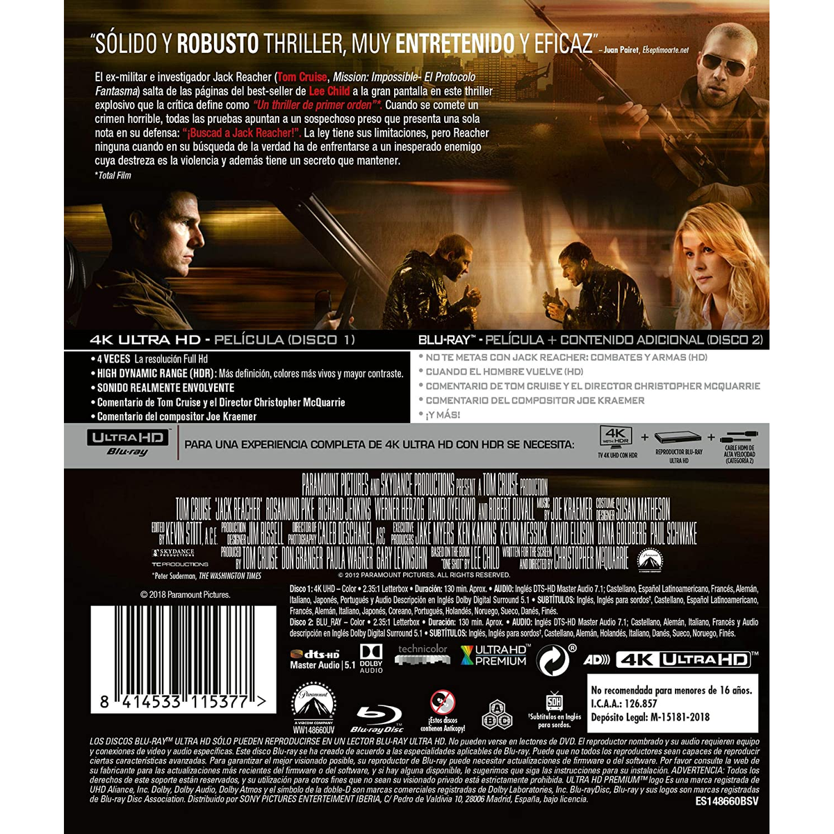 Caja de DVD con título de la película y actores, múltiples imágenes y textos en la portada.