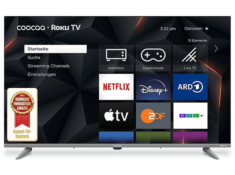 COOCAA 40R3G Roku, FHD Smart TV, 40 Zoll, 100 cm, Fernseher mit Triple Tuner LED TV (Flat, 39,5